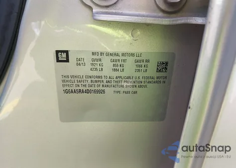 2013 Cadillac Ats Standard из США, поврежденный, VIN 1G6AA5RA4D0169926